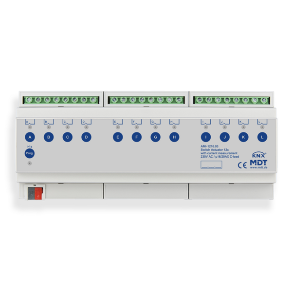 MDT 12-fold switch actuator AMI, current measurement 16/20AC-load 200µF