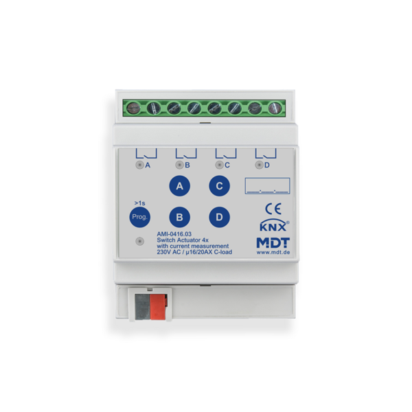 MDT 4-fach Schaltaktor AMI mit Strommessung 16/20AC-Last 200µF