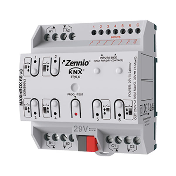 Zennio MAXinBOX 66 v3 | 6 uitgangen 16 A / 6 ingangen A/D