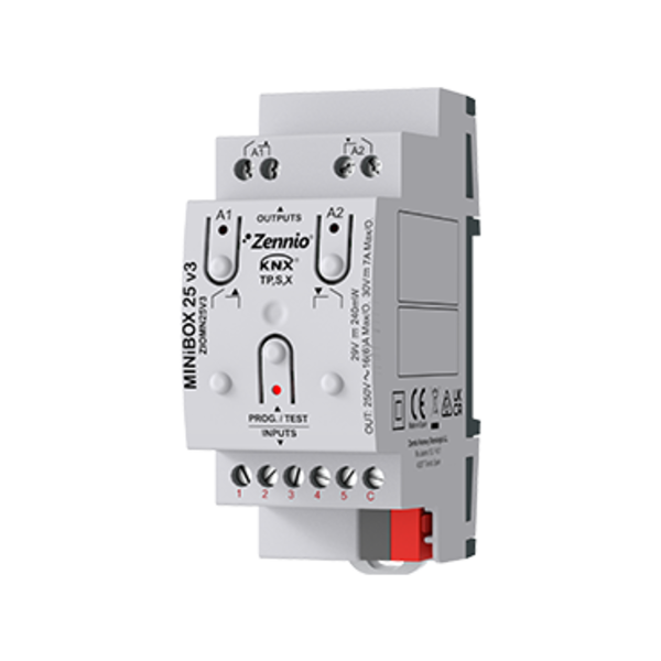 Zennio MINiBOX 25 v3 | 2 salidas 16 A / 5 entradas A/D