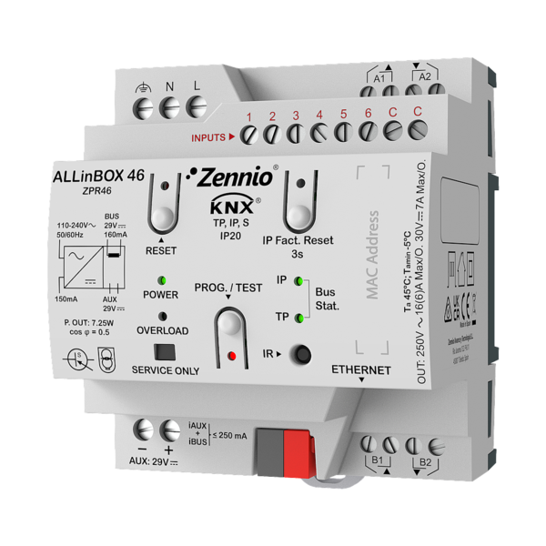 Zennio ALLinBOX 46 Multi-dispositivo KNX-IP Interfaccia, 4 uscite, 6 ingressi