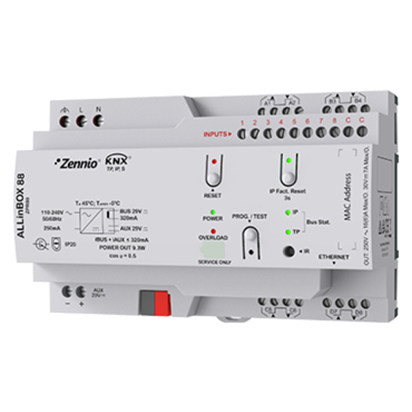 Zennio ALLinBOX 88 Multi-apparaat KNX-IP Interface, 8 uitgangen, 8 ingangen