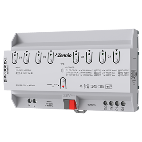 Zennio DIMinBOX DX4 | 4-fach, universell RLC, LED, CFL 300-1200W