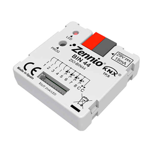 Zennio BIN 44 Universele interface met 4 binaire ingangen en 4 LED-uitgangen