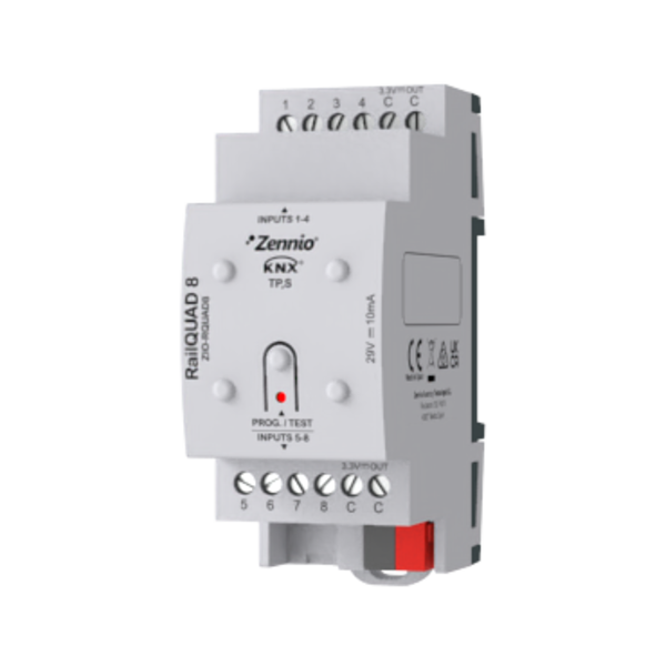 Zennio RailQUAD Input module with 8 analog-digital inputs