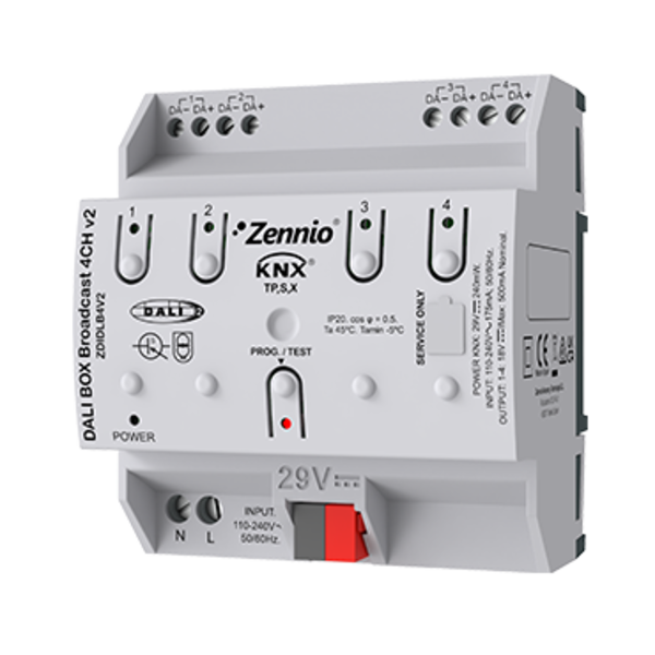 Zennio DALI BOX Broadcast 4CH v2 | 4 channels with up to 64 ballasts each
