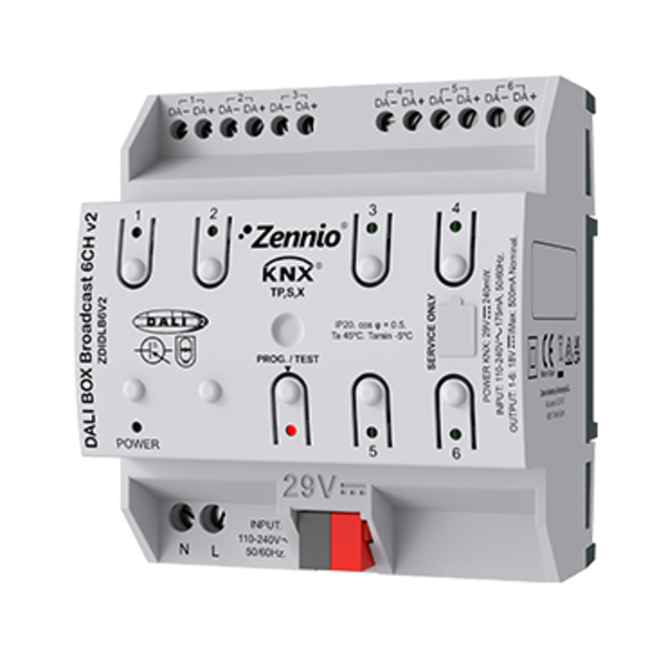 Zennio DALI BOX Broadcast 6CH v2 | 6 channels with up to 64 ballasts each