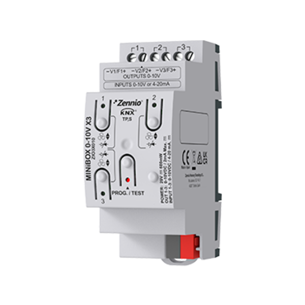 Zennio MINiBOX 0-10V X3 | Universele actuator 3 0-10 V | 3-kanaals
