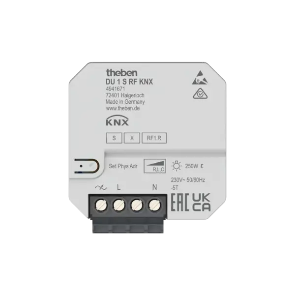 Theben DU 1 S RF KNX – 1-fach RF-Dimmaktor Unterputz 250 W, Data Secure