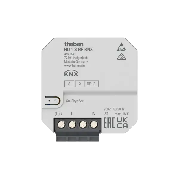 Theben HU 1 S RF KNX – Actuador calefacción RF 1 canal empotrado, Data Secure