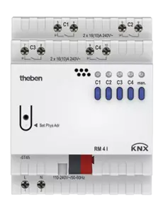 Theben RM 4 I KNX schakelactor 4x16A C-Last FIX1 en stroomdetectie