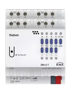 Theben DM 4-2 T KNX universele dimactor 4x200 W FIX1 voor R, L, C