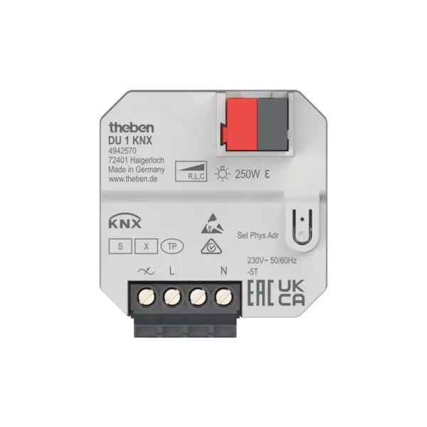 Theben DU 1 KNX dim actuator – 1 channel, flush-mounted, 250 W, secure