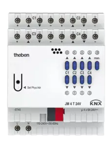 Theben JM 4 T 24V KNX – 4-Kanal Jalousieaktor FIX1, 6 A 24 V DC, SELV