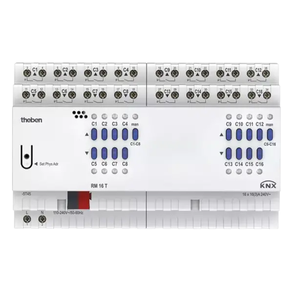 Theben RM 16 T KNX – 8x jaloezie of 16x schakelactor, FIX2