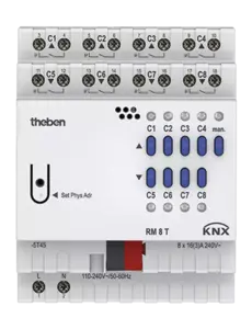 Theben RM 8 T KNX – 4-voudige jaloezie-/8-voudige schakelactor, FIX1