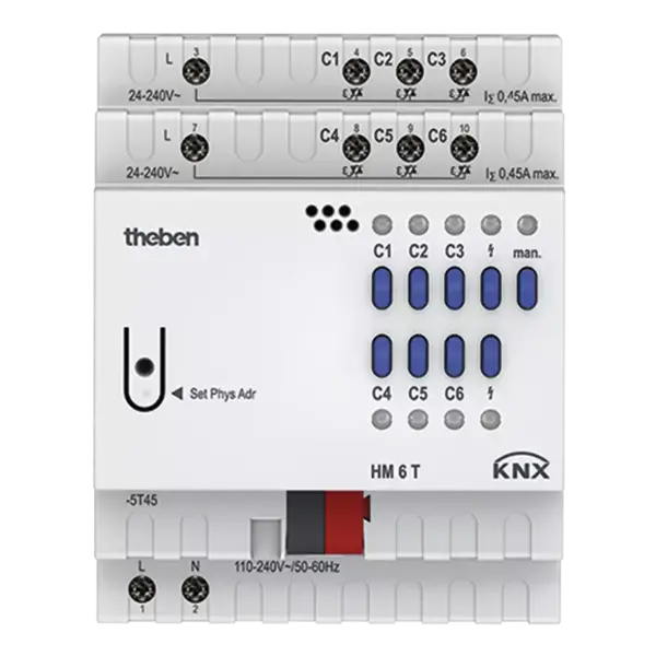 Theben HM 6T KNX | 6-channel heating actuator FIX1, KNX 24–230 V AC