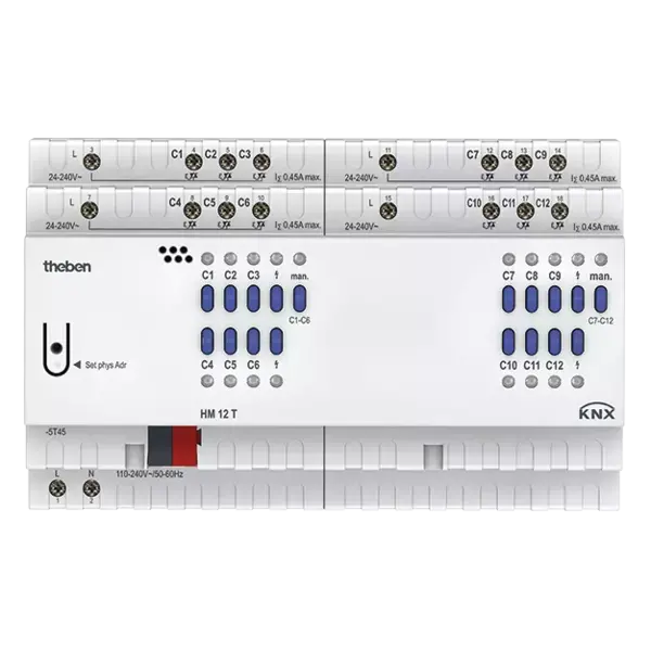 Theben HM 12T KNX | Attuatore riscaldamento 12 canali FIX1, KNX 24–230 V AC