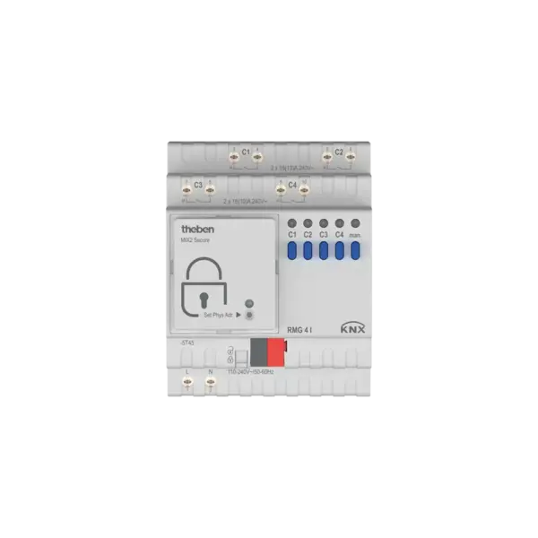 Theben RMG 4 I KNX Actuador | 4 canales, carga C, 16A, Módulo base MIX2