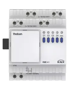 Theben RME 4 I KNX | 4-fold switch actuator, C-load 16 A, ext. module MIX2