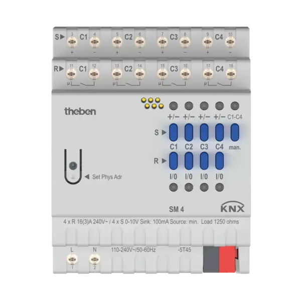 Theben SM 4 KNX | 4-ch analog actuator 10 A with 0–10 V / 1–10 V interface