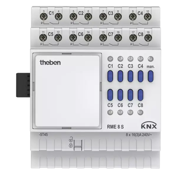 Theben RME 8 S KNX | Atuador 8 can. 16 A, módulo de expansão MIX2