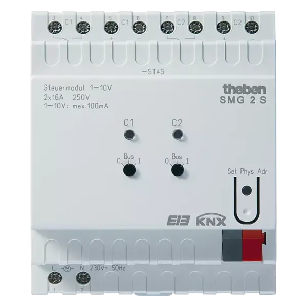 Theben SMG 2 S KNX | 2-ch 1–10 V control unit, base module MIX
