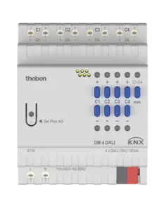 Theben DM 4 DALI KNX | 4-channel DALI dim actuator for 4×30 DALI drivers