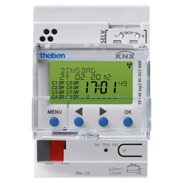 Theben TR 648 top2 RC-DCF KNX digital annual timer, 8-channel, astro, pulse, DCF