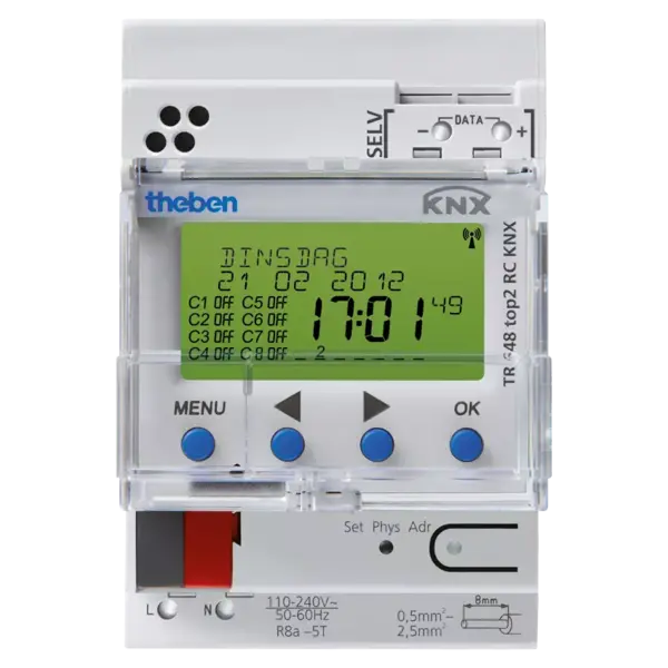 Theben TR 648 top2 RC KNX Zeitschaltuhr, 8-Kanal, DCF/GPS, Astro, Jahr