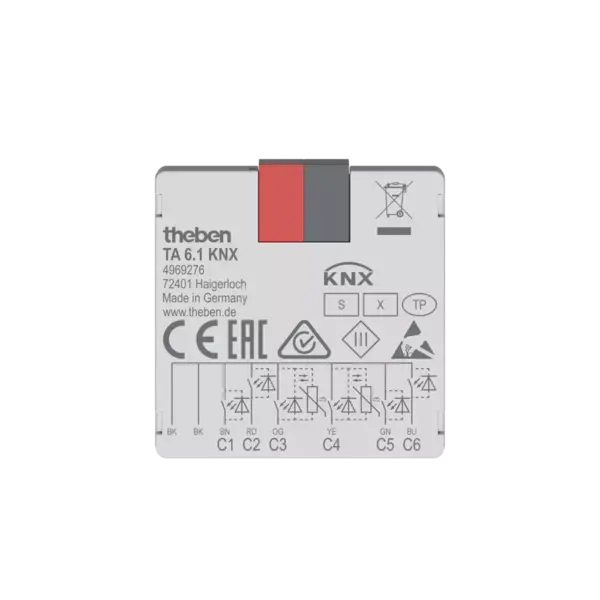 Theben TA 6.1 KNX – 6-kanaals binaire in-/uitgang, inbouw, Data Secure