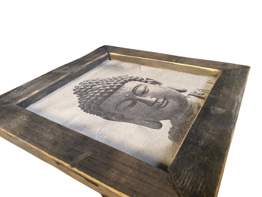 wooden tile black berlin buddha close up-5