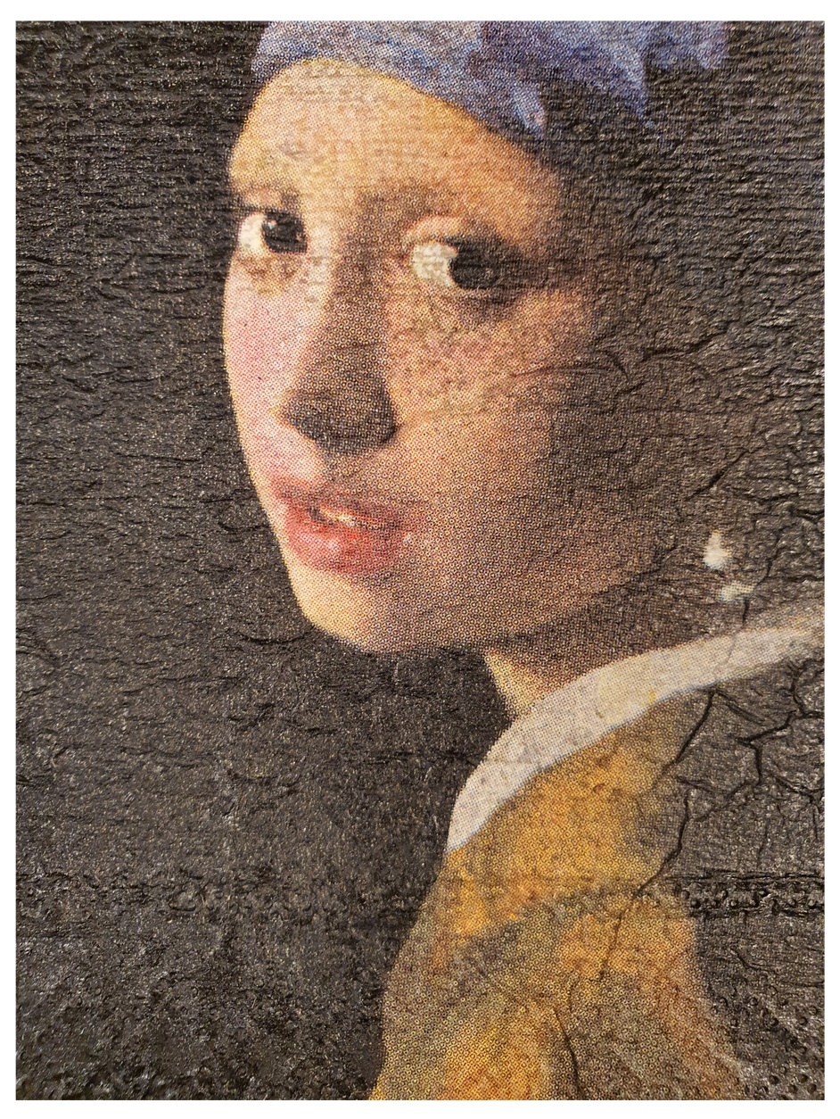 wooden tile old dutch girl with a pearl earring-2