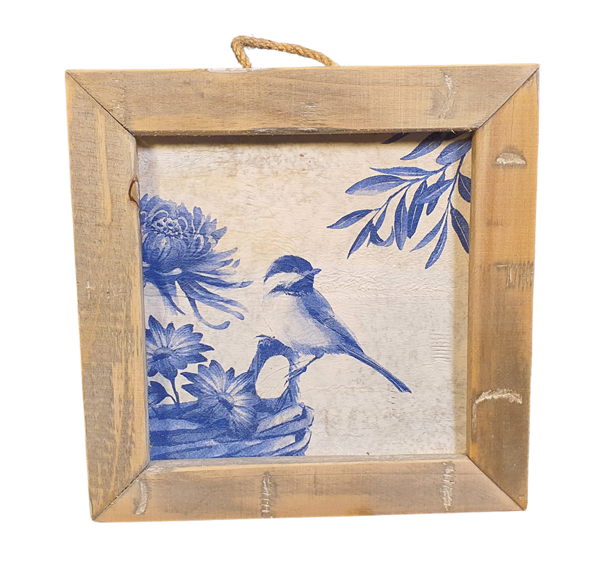 wooden tile old dutch D blue bird-8