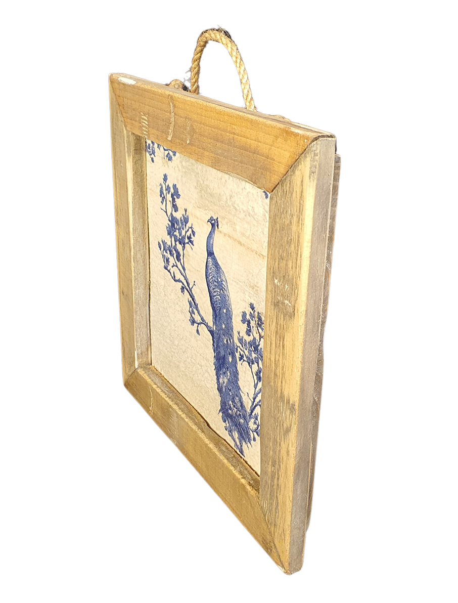wooden tile old dutch D blue peacock-2