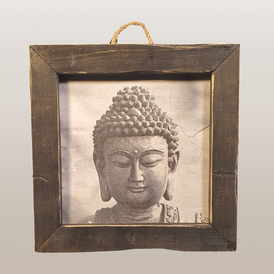 wooden tile black berlin buddha close up-3