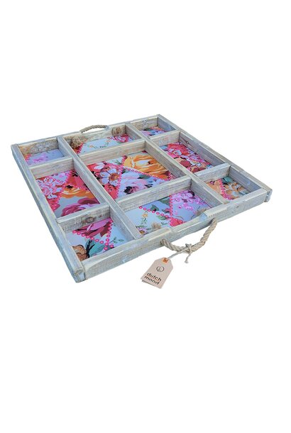 Tablett Hocker Blumenmuster 55