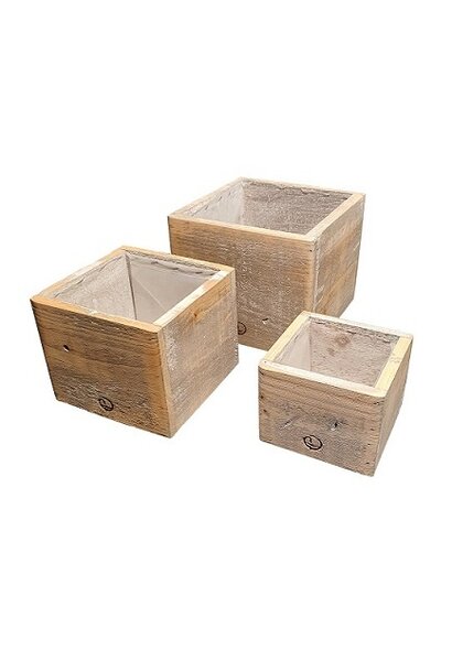 Holztopf viereckig set 3