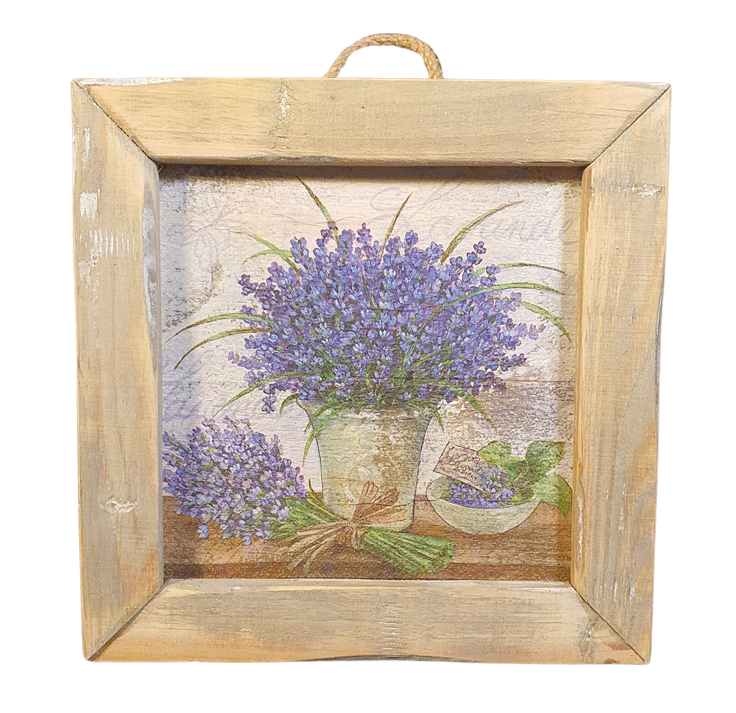 wooden tile old dutch delft lavend pot in-1