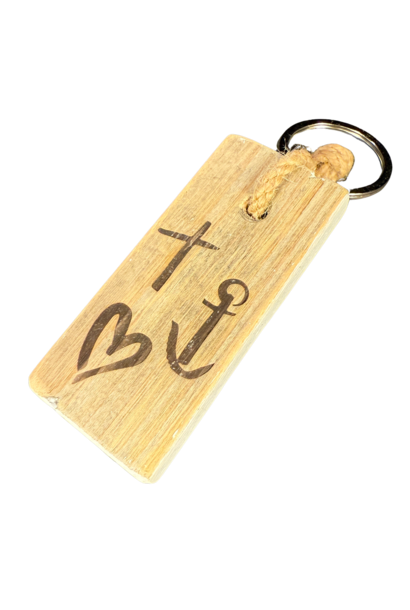 sleutelhanger plat GELOOF HOOP LIEVDE  ( via Baaij )
