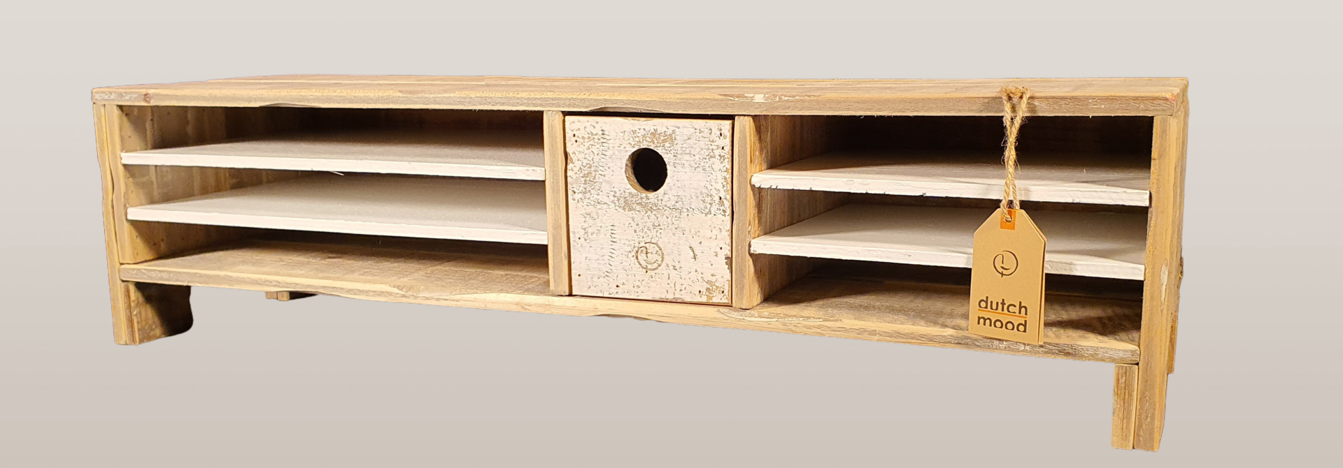 Wooden home office accessories with a robust, natural appearance