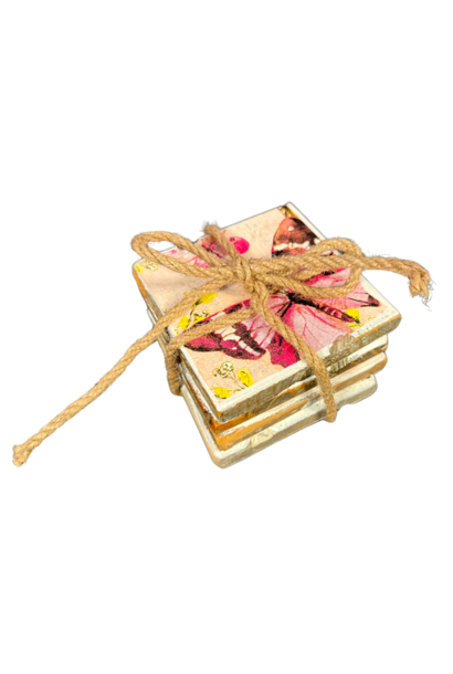 untersetzer 9x9 Schmetterling rosa