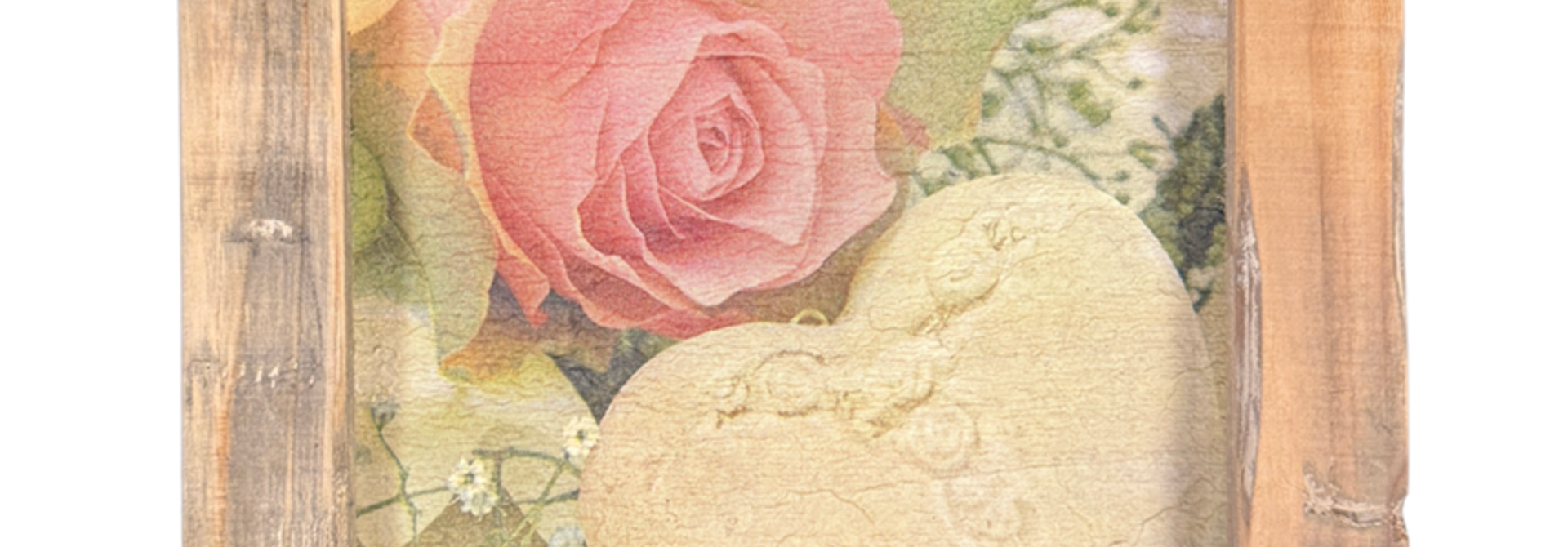 wooden tile old dutch rose and heart