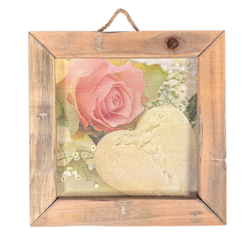 wooden tile old dutch rose and heart-1
