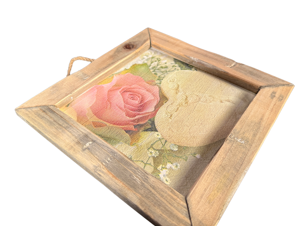 wooden tile old dutch rose and heart-2