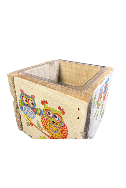pot tiles owls colour