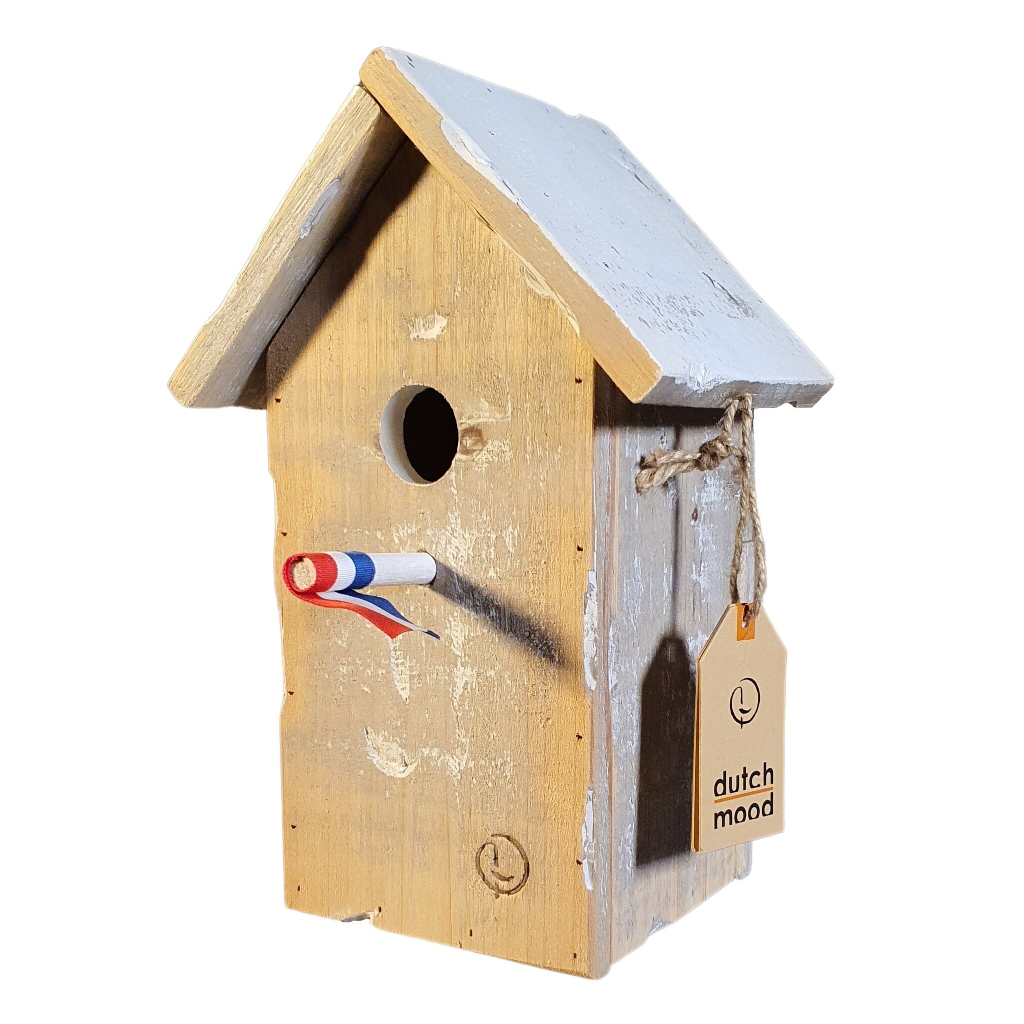 vogelhuisje van oud hout van dutch mood.met NL vlag
