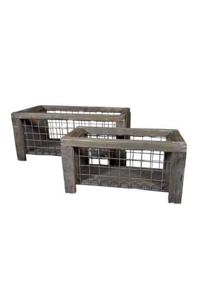 bathroom basket mesh sides set/2 old grey