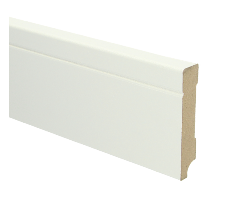 MDF Tijdloze plint 90x18 wit voorgel. RAL 9010