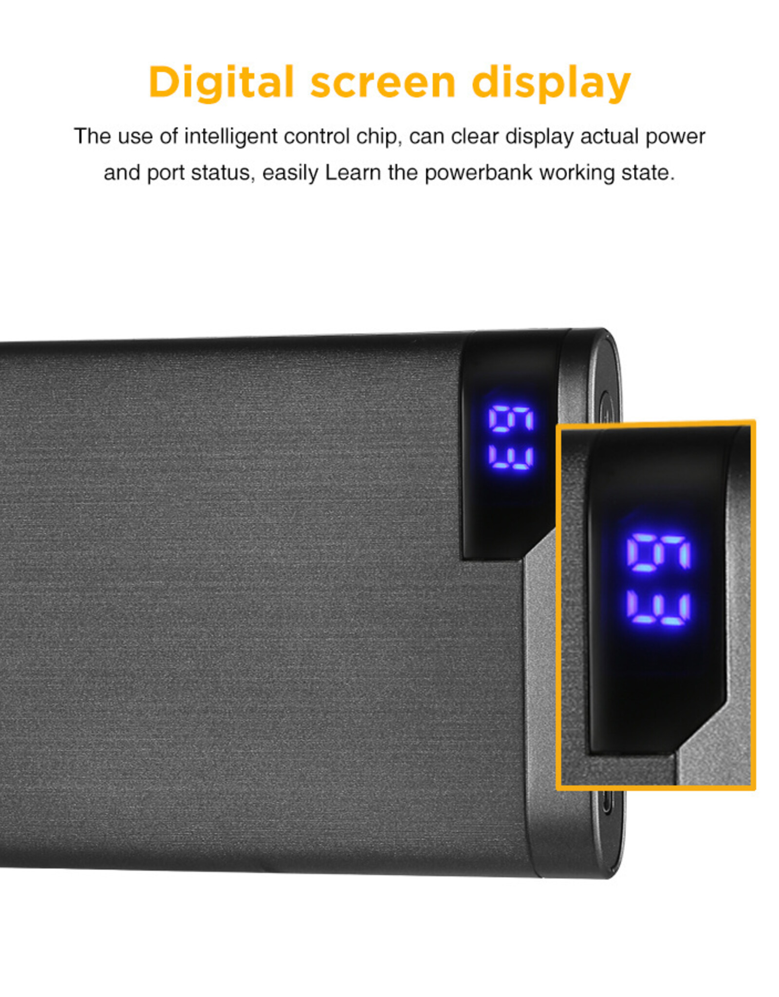 EasyAcc 10.000 mAh Quick Charge Powerbank met Display